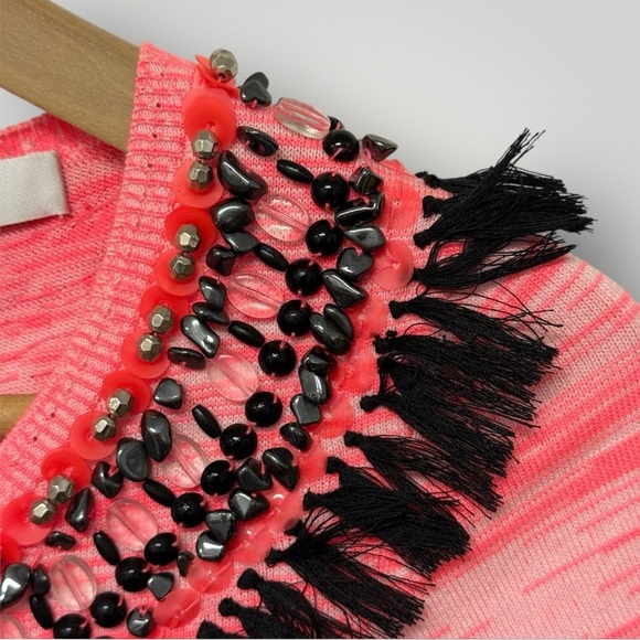 MILLY Knit Top Neon Pink Beaded Sz Small/P - Picture 5 of 7
